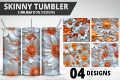 3D Flowers Tumbler Wrap | Sublimation Design | Tumble PNG Product Image 1
