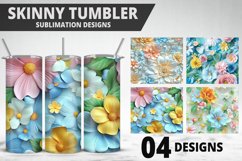 3D Flowers Tumbler Wrap | Sublimation Design | Tumble PNG Product Image 1