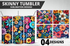 3D Flowers Tumbler Wrap | Sublimation Design | Tumble PNG Product Image 1