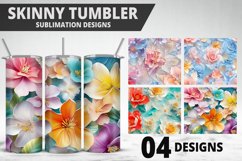 3D Flowers Tumbler Wrap | Sublimation Design | Tumble PNG Product Image 1