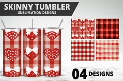 Red Plaid Tumbler Design | Valentine's Day Tumbler Wrap Product Image 1