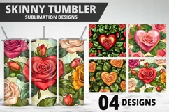 Rose Tumbler Sublimation | Valentine's Day Tumbler Wrap Product Image 1