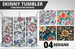 3D Flowers Tumbler Wrap | Sublimation Design | Tumble PNG Product Image 1