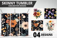 Flowers Tumbler Wrap | Sublimation Design | Tumble PNG Product Image 1
