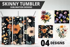 Flowers Tumbler Wrap | Sublimation Design | Tumble PNG Product Image 1
