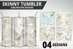 3D Christmas Doves Tumbler Wrap - 20 Oz Skinny Tumbler PNG Product Image 1