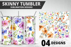 Flowers Tumbler Wrap | Sublimation Design | Tumble PNG Product Image 1