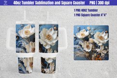 3D Flowers | 40 oz Tumbler Sublimation and Square Coaster Product Image 1