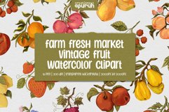 Vintage Fruits Farm Fresh Watercolor Clipart Collection Product Image 1