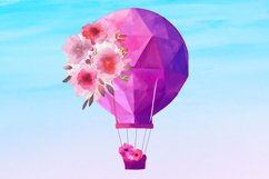 Watercolor Pink Floral Hot Air Balloons | Sublimation PNG Product Image 4