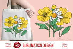Buttercup daisy clipart png| Vintage Summer flower graphics Product Image 2