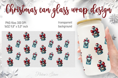 Christmas zin bottle pattern design glass can wrap 16oz png Product Image 2