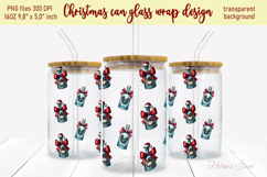 Christmas zin bottle pattern design glass can wrap 16oz png Product Image 1