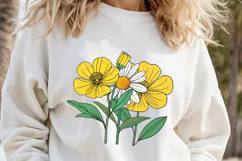 Buttercup daisy clipart png| Vintage Summer flower graphics Product Image 1