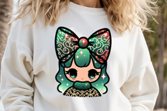 Christmas coquette bows design|Red Green bow T-shirt clipart Product Image 2