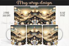 Fantasy mountains iridescent design mug wrap 15oz 11oz png Product Image 1