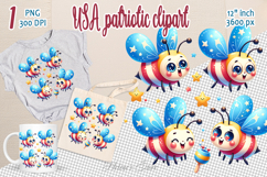 Funny bees in American flag colors clipart |Independence Day Product Image 1