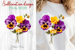 Summer flowers sublimation design png | Cute pansy clipart Product Image 1