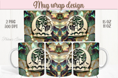 Green Halloween ghost pattern iridescent mug wrap design png Product Image 1
