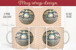 Summer beach palm tree mug wrap 15oz sublimation designs png Product Image 1