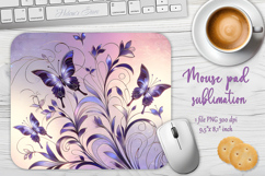 Iridescent lilac butterflies mouse pad sublimation design Product Image 1