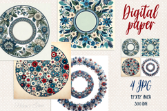 Cute vintage floral frame digital paper scrap booking Product Image 1