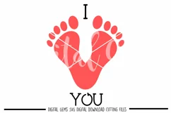I Love you footprint SVG / PNG / EPS / DXF files Product Image 1