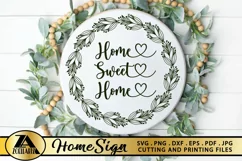 Home Sign SVG Home Round Sign SVG Farmhouse Wreath SVG Product Image 2