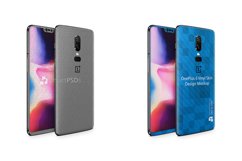 OnePlus 6 Vinyl Skin Design Mockup 2018 Front-Back Angled Product Image 2