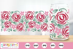 Rose flowers Libbey glass wrap SVG | beer can glass wrap Product Image 1