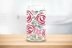 Rose flowers Libbey glass wrap SVG | beer can glass wrap Product Image 2