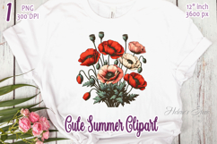 Poppy Wild flower clipart | Vintage Summer flower graphics Product Image 1