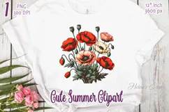 Poppy Wild flower clipart | Vintage Summer flower graphics Product Image 1