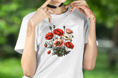 Poppy Wild flower clipart | Vintage Summer flower graphics Product Image 2