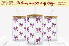 Christmas coquette bows pattern design can glass wrap 16oz Product Image 2