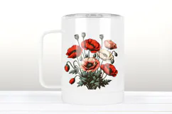 Poppy Wild flower clipart | Vintage Summer flower graphics Product Image 3