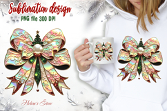 Christmas coquette bows design|Red Green bow T-shirt clipart Product Image 2