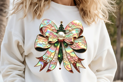 Christmas coquette bows design|Red Green bow T-shirt clipart Product Image 1