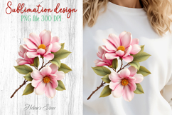 Spring flowers sublimation design png| Pink magnolia clipart Product Image 1