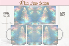 Pastel Magical Christmas mug wrap png |Blue &amp; gold mug desig Product Image 1