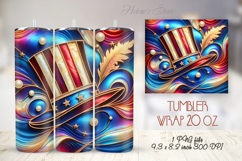 USA Patriotic tumbler wrap 20oz| 4th of July|Uncle Sam's hat Product Image 1