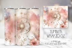 Pink flowers tumbler sublimation wrap| Spring floral design Product Image 1