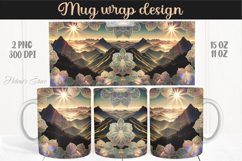 Fantasy mountains iridescent design mug wrap 15oz 11oz png Product Image 1