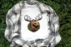 Christmas animal clipart sublimation PNG | Funny elk face Product Image 2