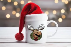 Christmas animal clipart sublimation PNG | Funny elk face Product Image 3