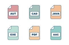 Set Of File Formats Icons Product Image 1