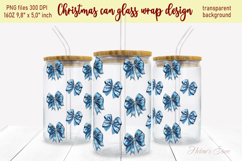 Christmas coquette bows pattern design can glass wrap 16oz Product Image 2