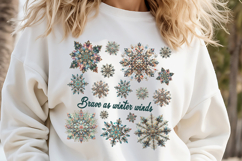 Christmas snowflakes clipart| Snowflake pattern shirt design Product Image 3