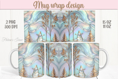 Pastel Magical Christmas mug wrap png |Blue &amp; gold mug desig Product Image 1