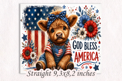 God Bless America Highland Cow 20oz Wrap PNG Product Image 4